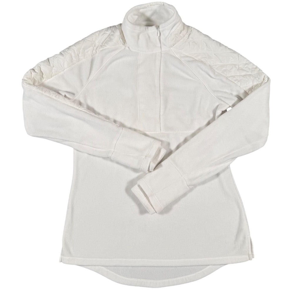 Athleta Vortex Half Zip Pullover Womens Small Ivory‎ White Fleece Quilted Jacket
